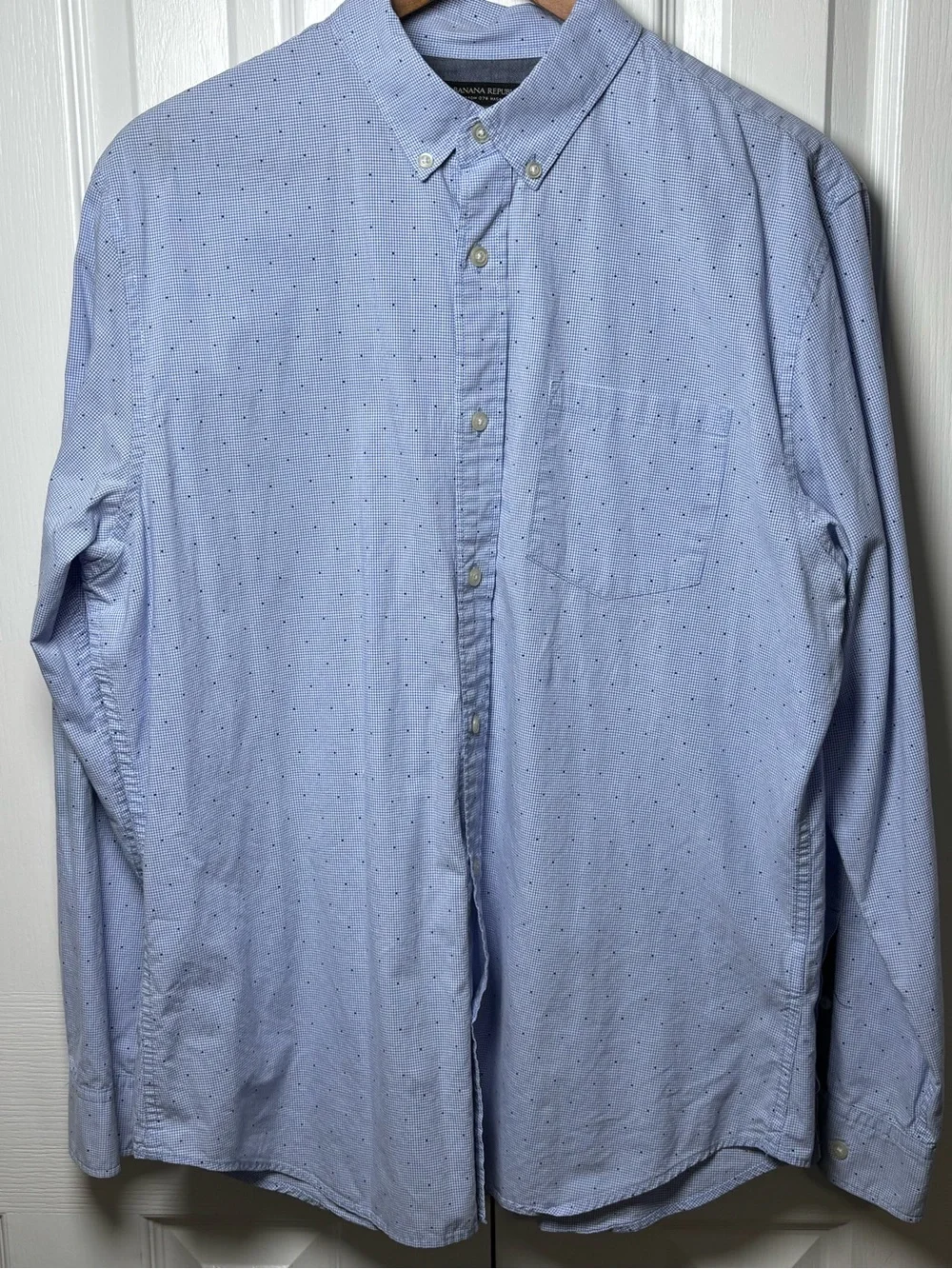 Banana Republic Grant Fit Men’s Large Blue Micro Check Button Down Shirt